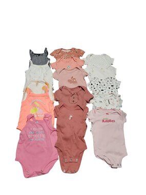 3month Carter's Pink, Peach & White Baby Girls One-Piece Bodysuit Bundle